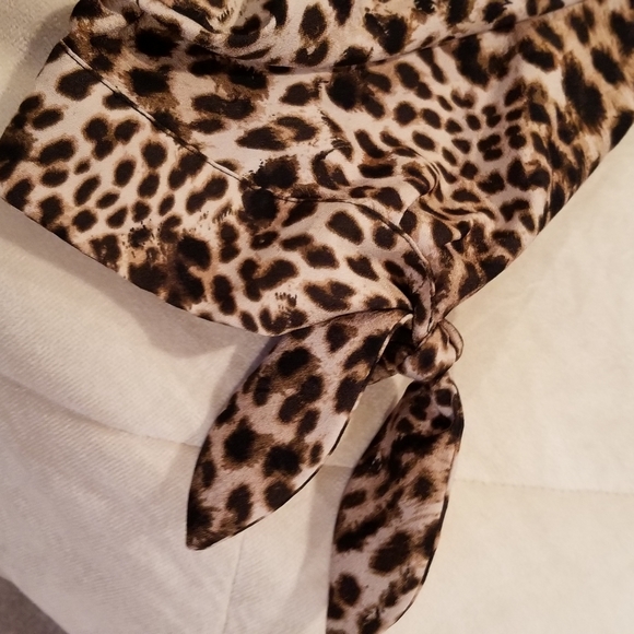 Calvin Klein Animal Cheetah Print Dress Sz 16w Tie Sleeves - Picture 5 of 6